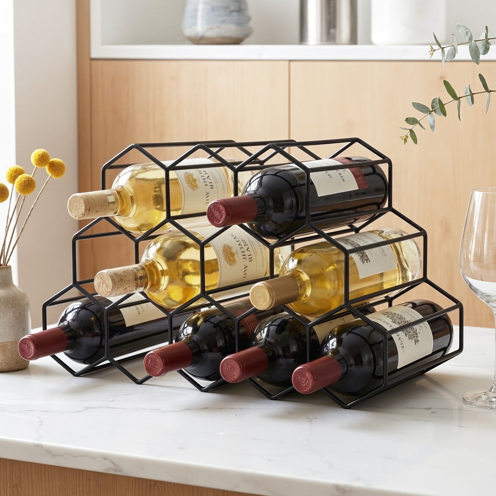 Metal Wine Rack | 12 Bottle Storage | Black
