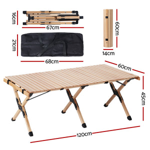 Outdoor Furniture | Wooden Egg Roll | Picnic Table | Camping Desk | 120CM