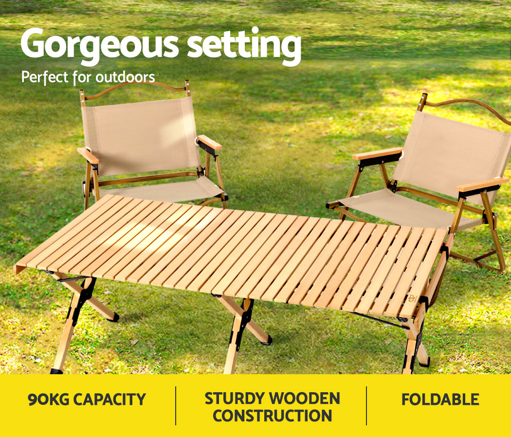 Outdoor Furniture | Wooden Egg Roll | Picnic Table | Camping Desk | 120CM