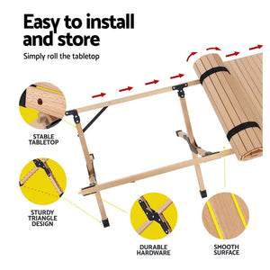 Outdoor Furniture | Wooden Egg Roll | Picnic Table | Camping Desk | 120CM