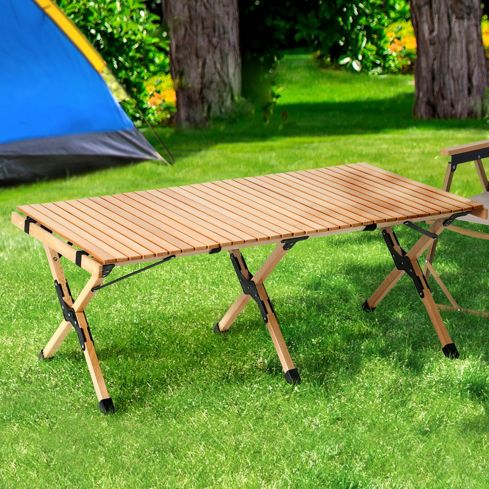 Outdoor Furniture | Wooden Egg Roll | Picnic Table | Camping Desk | 120CM