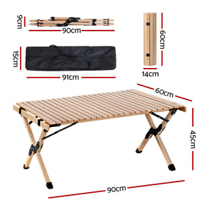 Outdoor Furniture | Wooden Egg Roll | Picnic Table | Camping Desk | 90CM