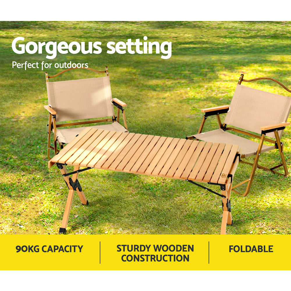 Outdoor Furniture | Wooden Egg Roll | Picnic Table | Camping Desk | 90CM