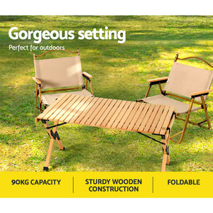 Outdoor Furniture | Wooden Egg Roll | Picnic Table | Camping Desk | 90CM
