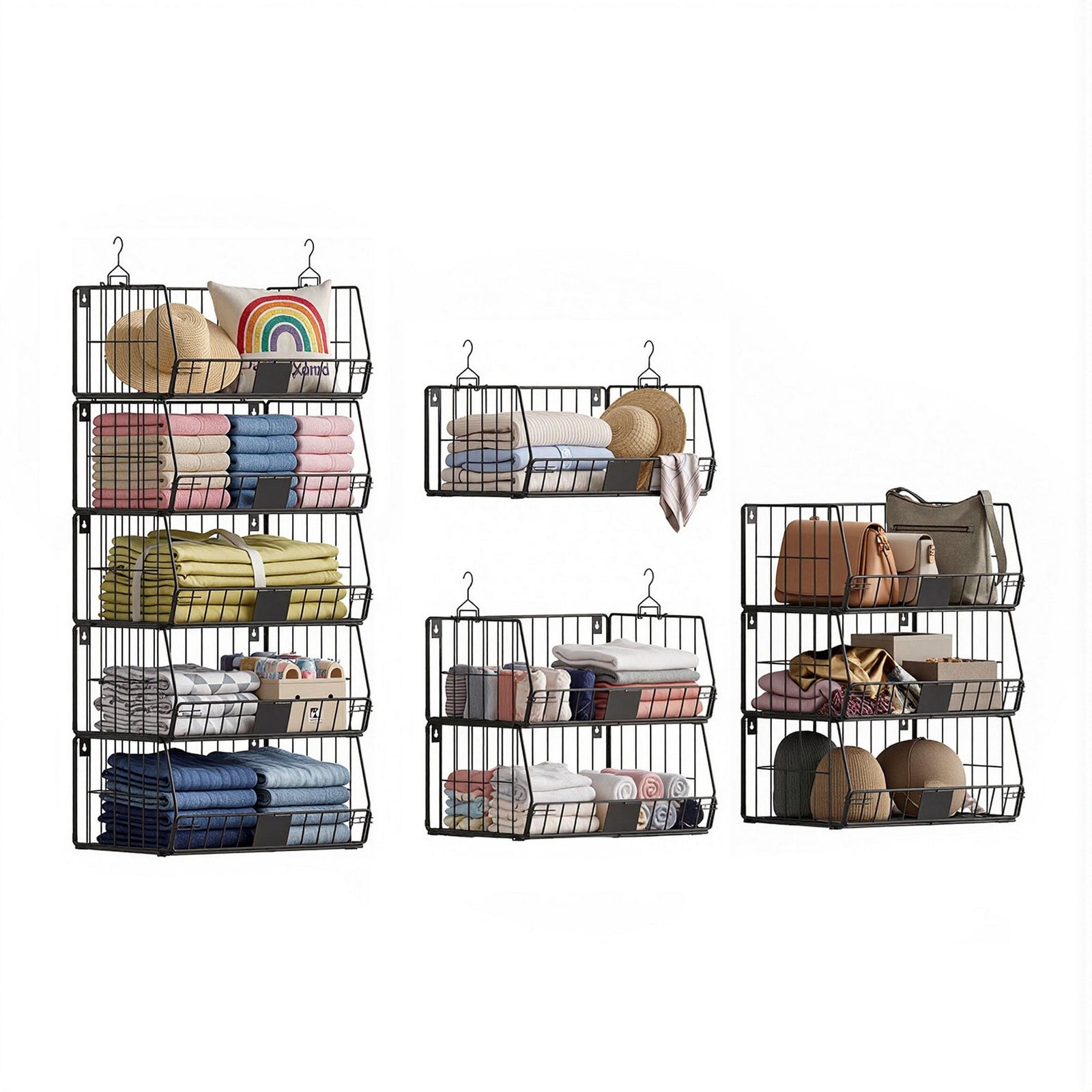 Closet Hanging Organiser | 5-Tier Stackable Storage Shelves