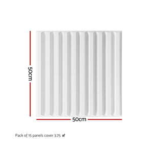 Artiss 3D Wall Panels Vertical PVC Decorative Panels 50x50cm Set of 15 Feature Wall Vert