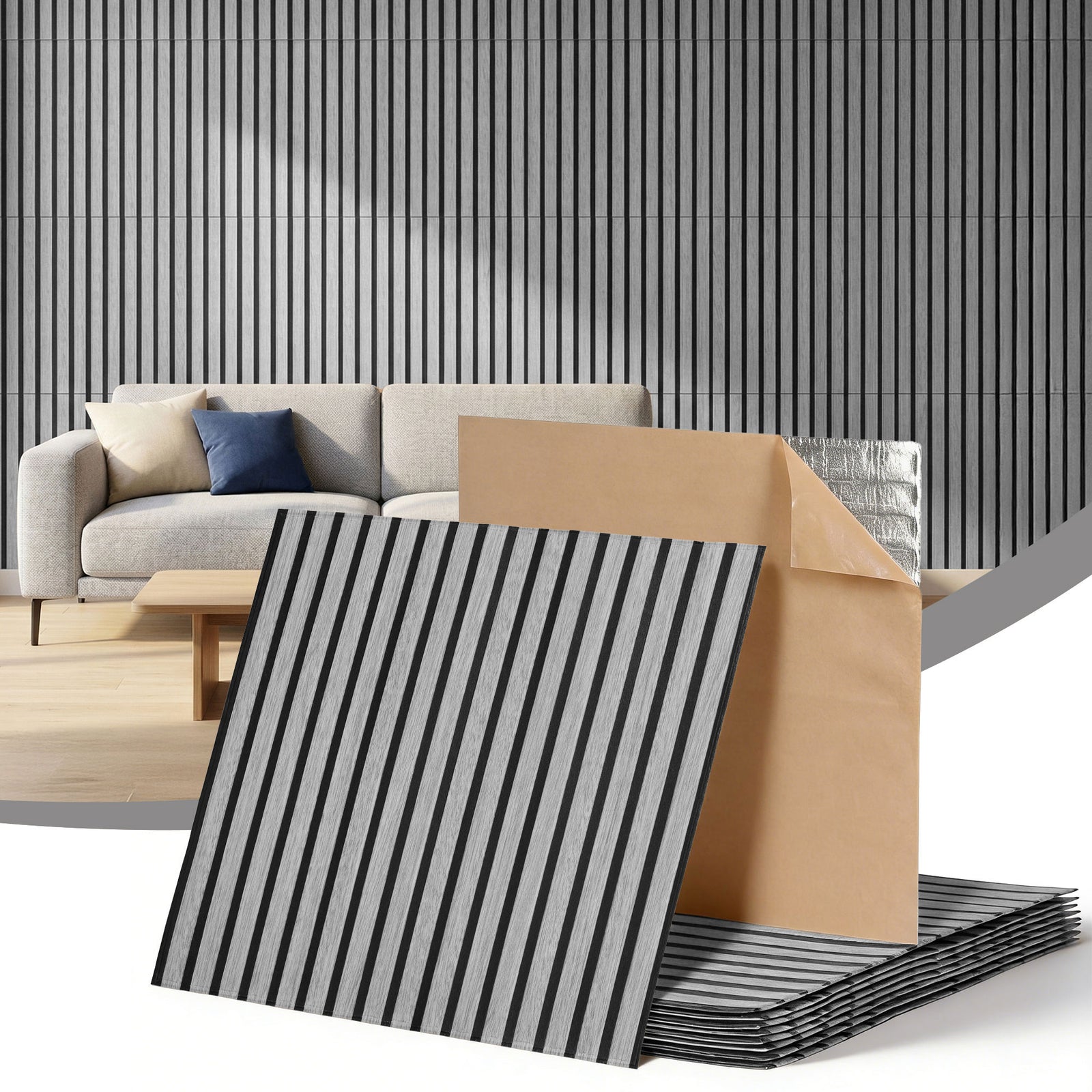 Peel & Stick Wall Panels | 10 Pack | 68 x 68cm | Grey