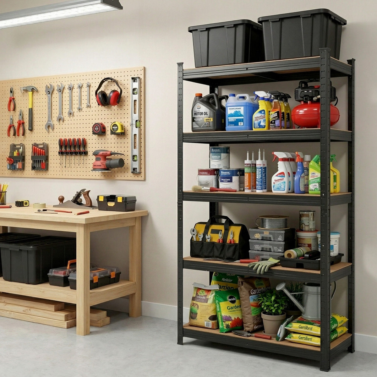 Garage Shelving 1.6x0.8m | Heavy Duty Storage Rack | Black