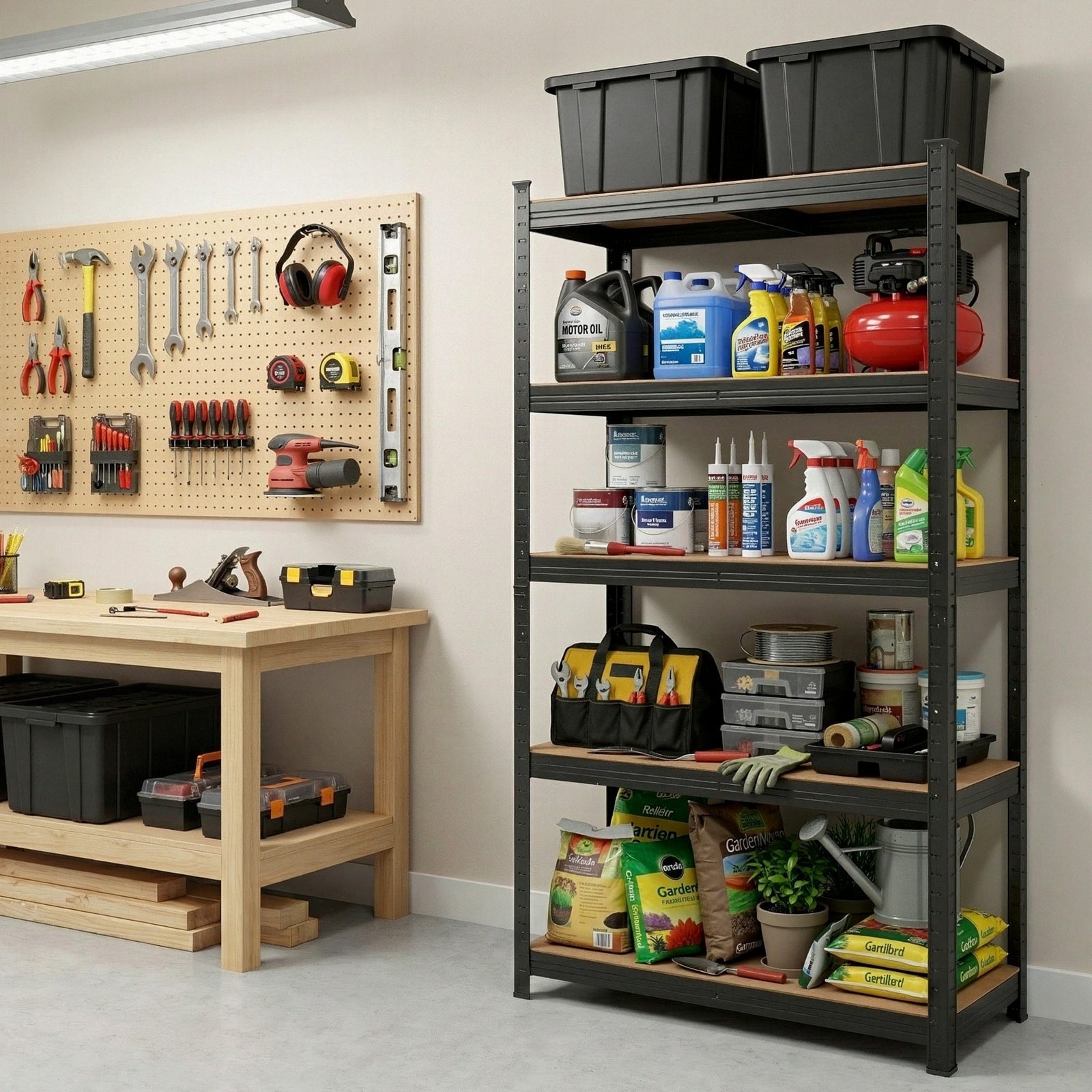 Garage Shelving 1.6x0.8m | Heavy Duty Storage Rack | Black