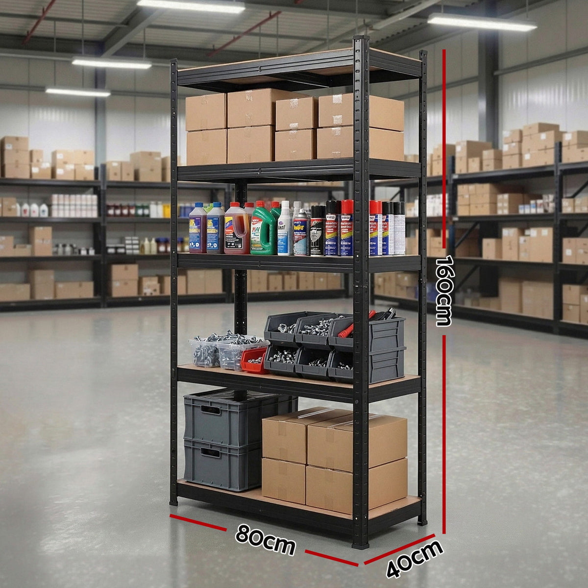 Garage Shelving 1.6x0.8m | Heavy Duty Storage Rack | Black