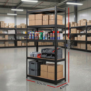 Garage Shelving 1.6x0.8m | Heavy Duty Storage Rack | Black