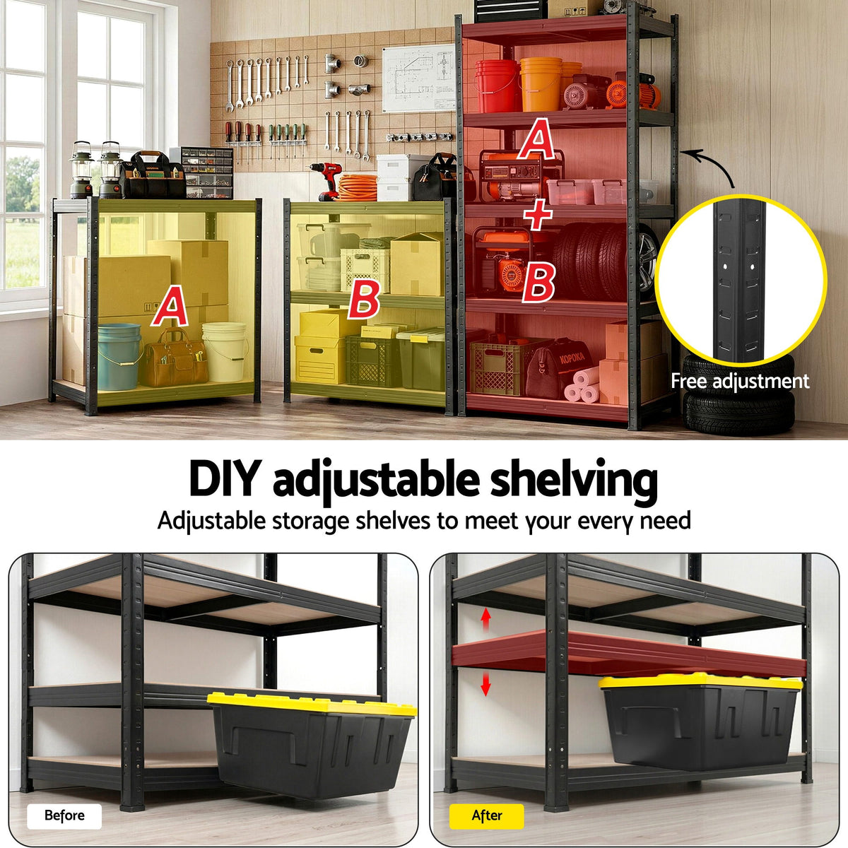 Garage Shelving 1.6x0.8m | Heavy Duty Storage Rack | Black