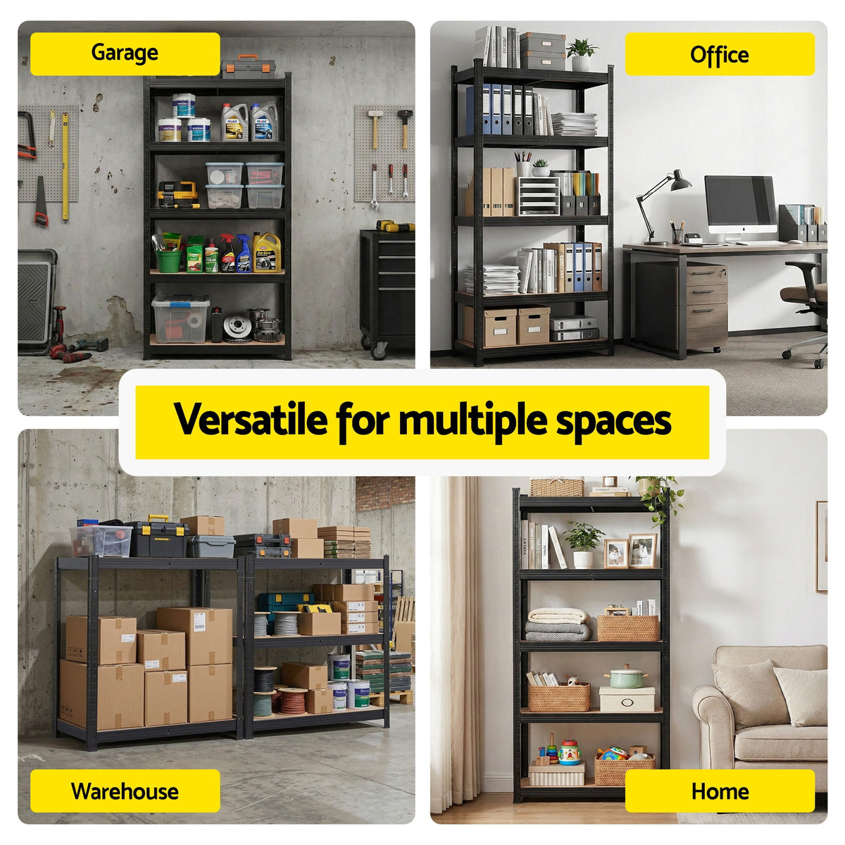 Garage Shelving 1.6x0.8m | Heavy Duty Storage Rack | Black