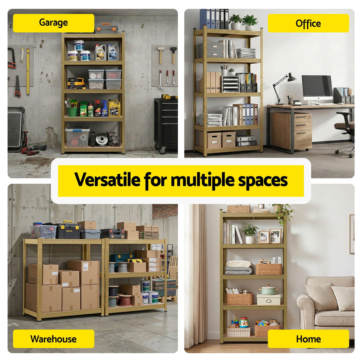 Garage Shelving 1.6x0.8m | Heavy Duty Storage Rack | Yellow