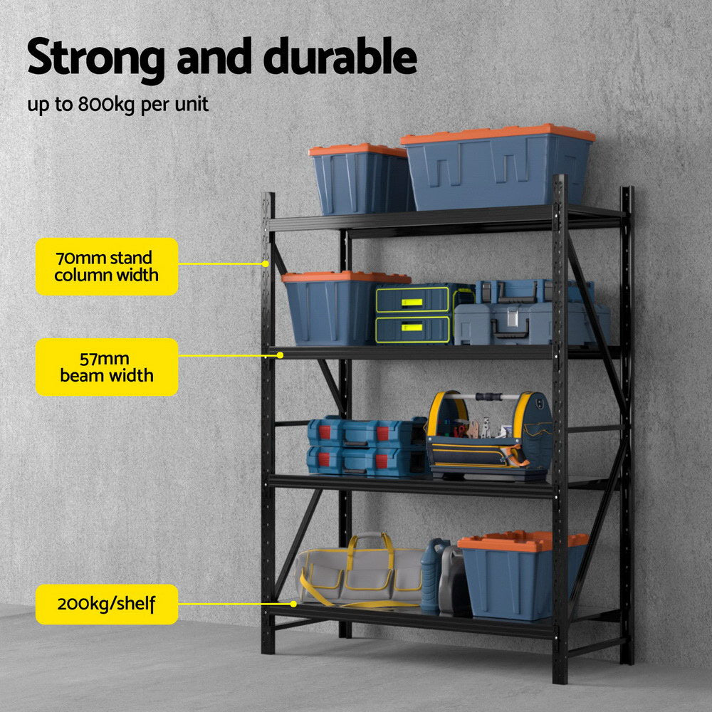 2m x 1.5m Garage Shelving | Warehouse Rack | Black