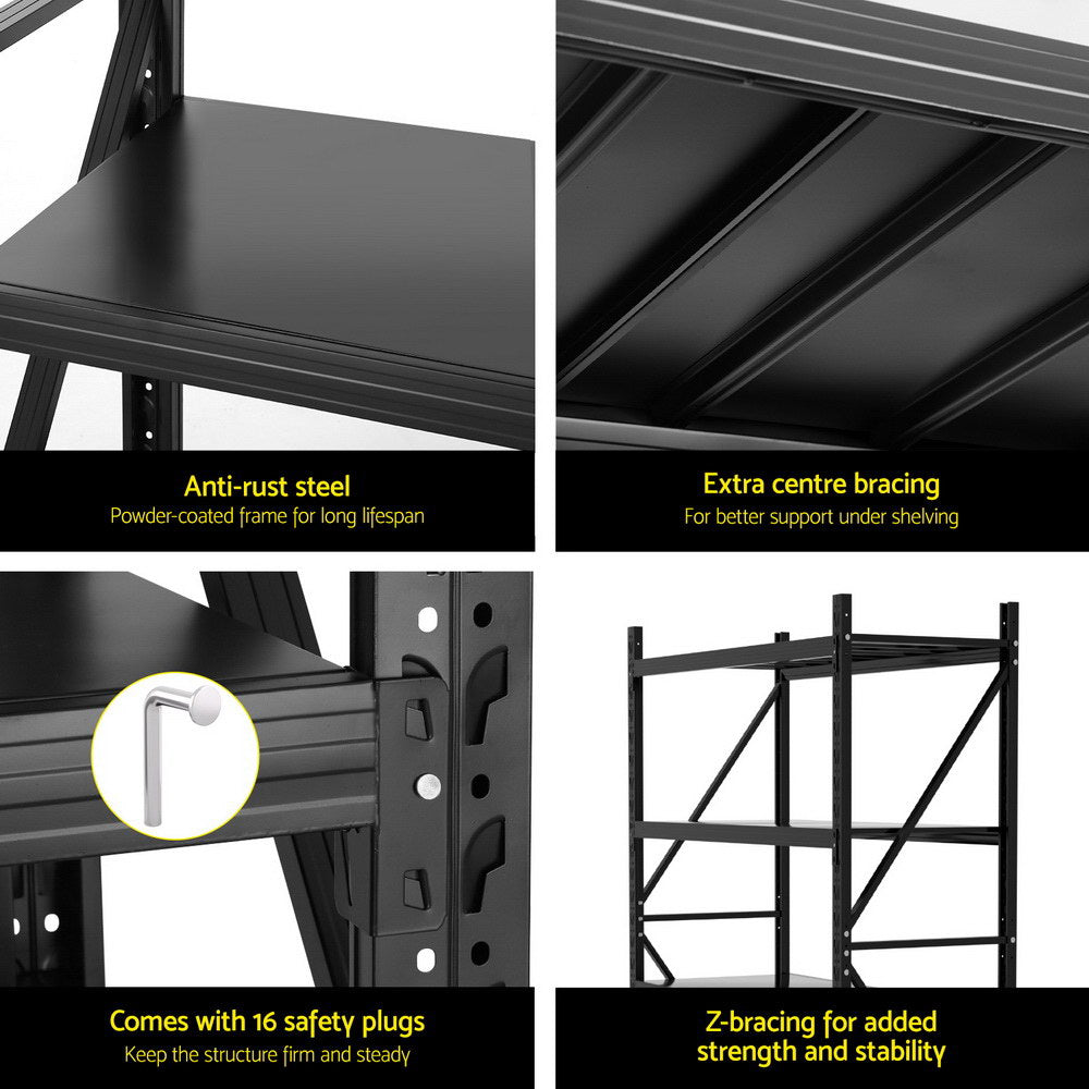 2m x 1.5m Garage Shelving | Warehouse Rack | Black