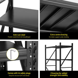 2m x 1.5m Garage Shelving | Warehouse Rack | Black