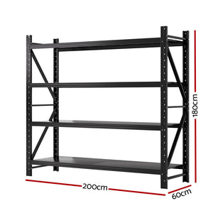 Garage Shelving Rack | 2M x 1.8M | Pallet Racking Storage Shelf | Black