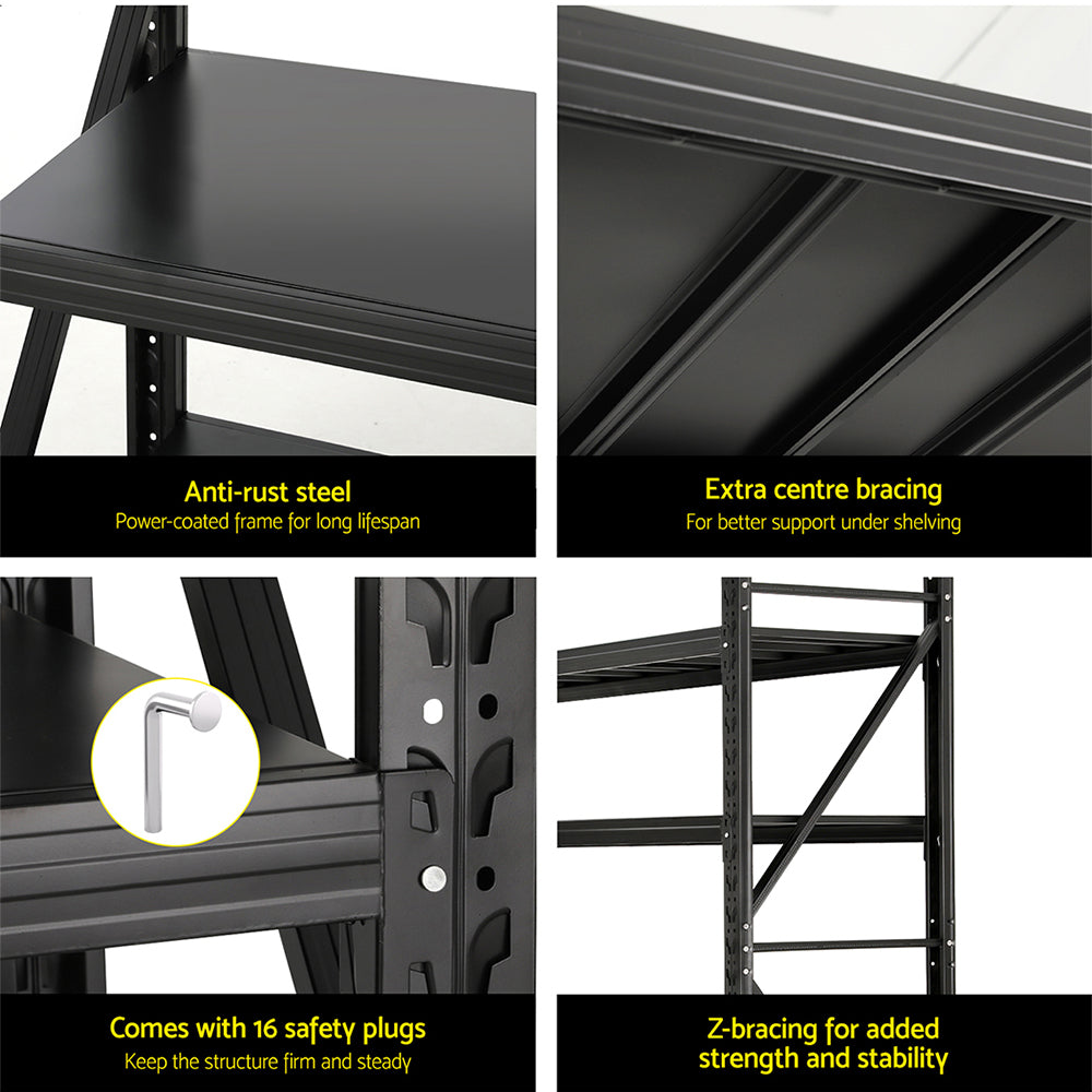 Garage Shelving Rack | 2M x 1.8M | Pallet Racking Storage Shelf | Black