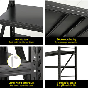 Garage Shelving Rack | 2M x 1.8M | Pallet Racking Storage Shelf | Black