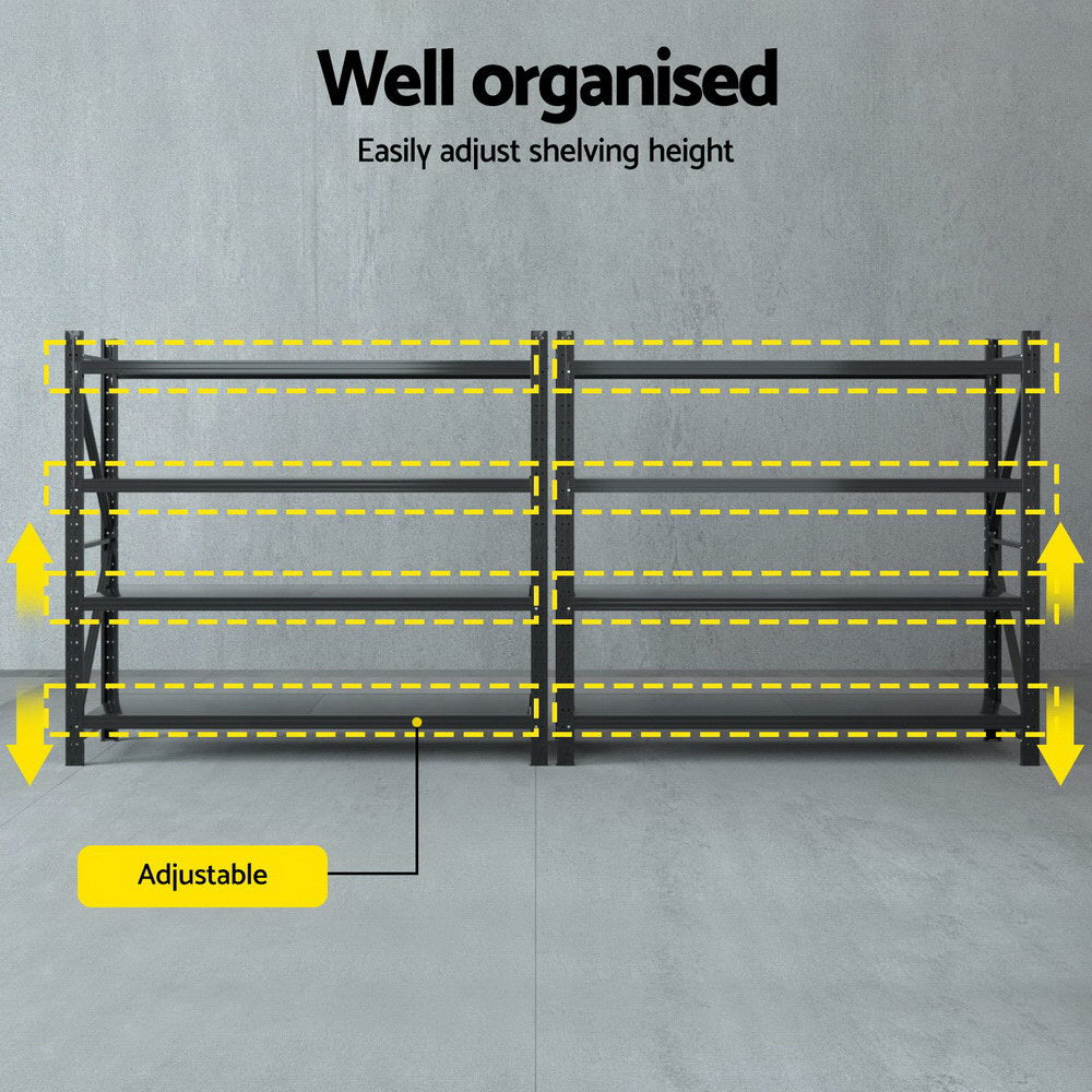 4M x 1.8M Garage Shelving | Warehouse Storage Rack | Black
