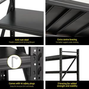 4M x 1.8M Garage Shelving | Warehouse Storage Rack | Black