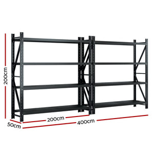4M x 2M Garage Shelving | Warehouse Storage Rack | Black