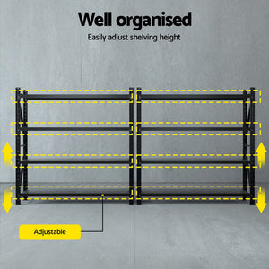 4M x 2M Garage Shelving | Warehouse Storage Rack | Black