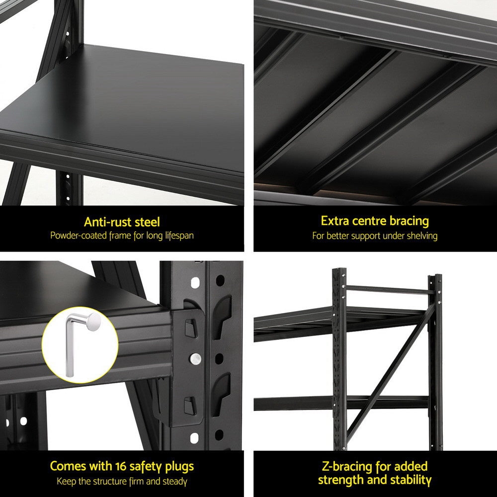 4M x 2M Garage Shelving | Warehouse Storage Rack | Black