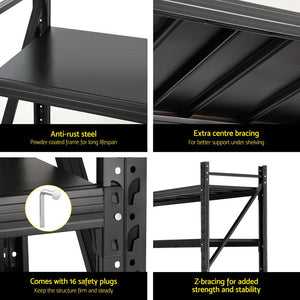 4M x 2M Garage Shelving | Warehouse Storage Rack | Black