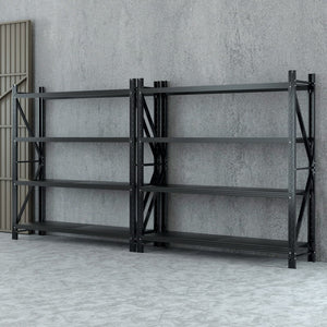 4M x 2M Garage Shelving | Warehouse Storage Rack | Black