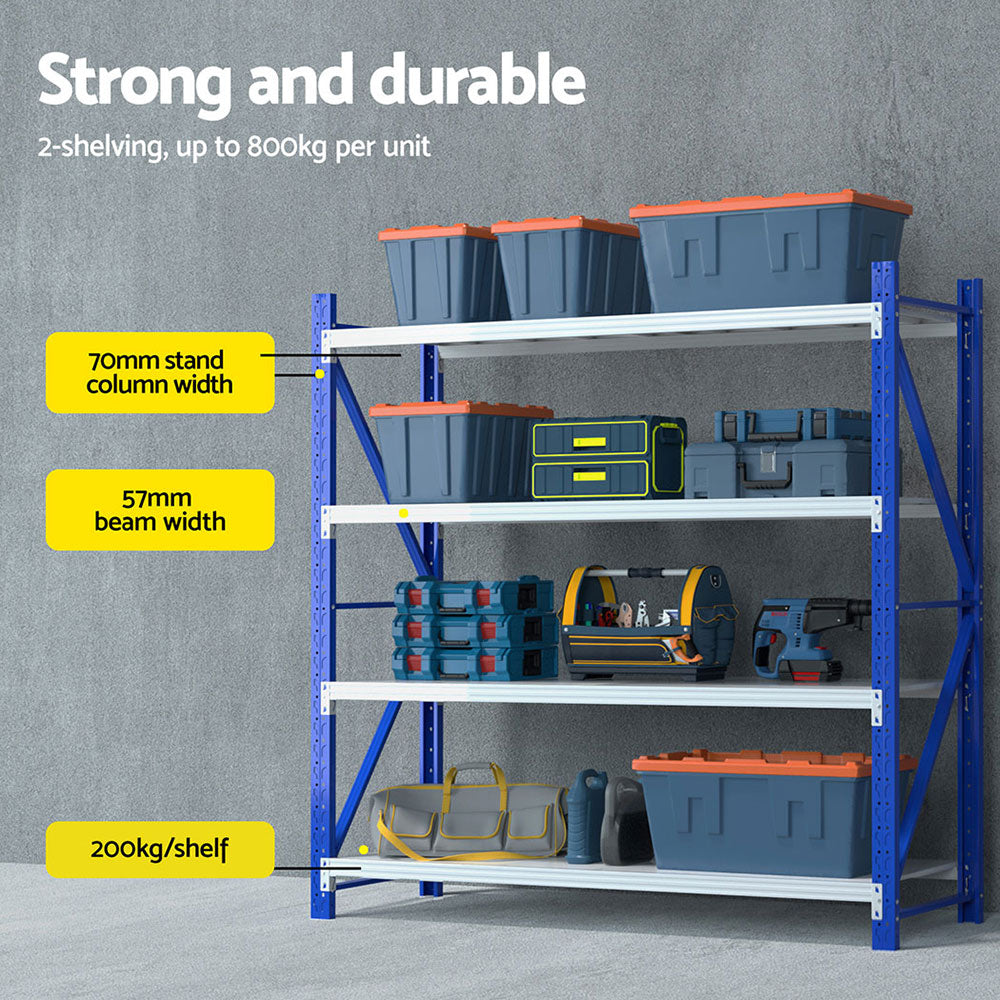 4M x 2M Garage Shelving | Warehouse Storage Rack | Blue
