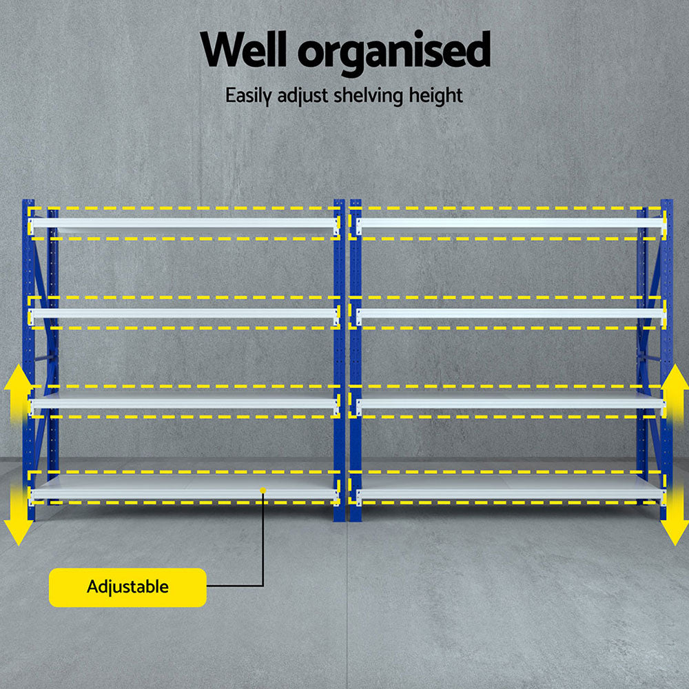 4M x 2M Garage Shelving | Warehouse Storage Rack | Blue