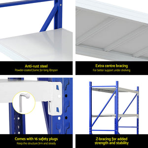 4M x 2M Garage Shelving | Warehouse Storage Rack | Blue