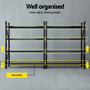 4M x 2.4M Garage Shelving | Warehouse Storage Rack | Black