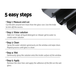 Window Tint Film | Black Roll | 5% VLT | Home 76cm x 7m | Tinting Tools Kit
