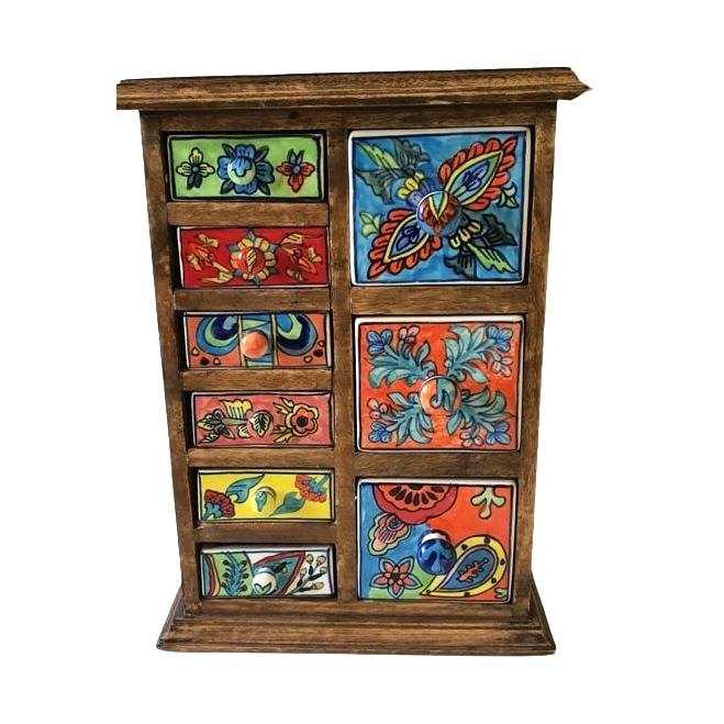 Wood and Ceramic 9 Jewelry Drawer | Hand Crafted With Love