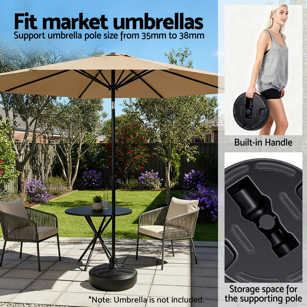 Umbrella Base Weight | Round Plastic | Pole Holder 35–38mm | Beach