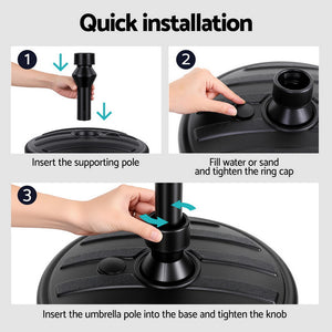 Umbrella Base Weight | Round Plastic | Pole Holder 35–38mm | Beach
