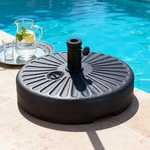 Umbrella Base Weight | Round Plastic | Pole Holder 30–48mm | Beach