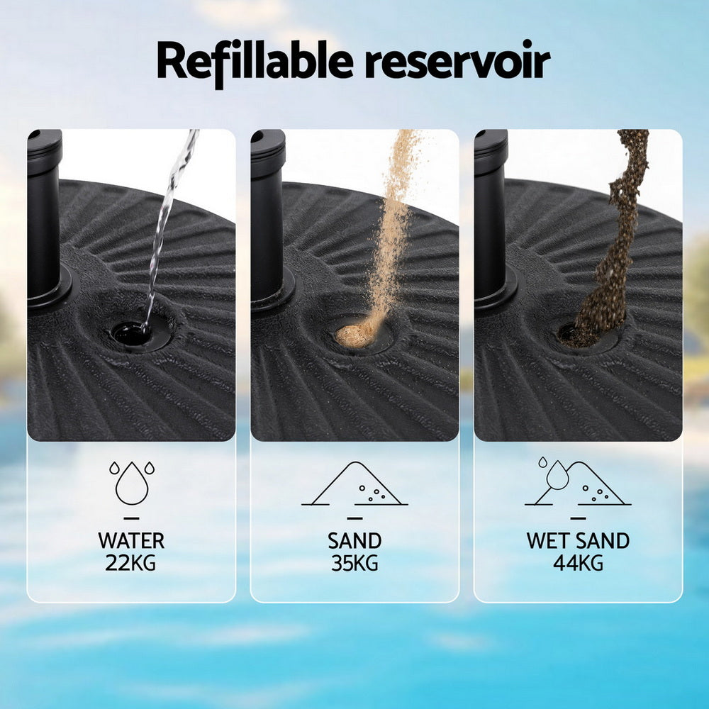 Umbrella Base Weight | Round Plastic | Pole Holder 30–48mm | Beach