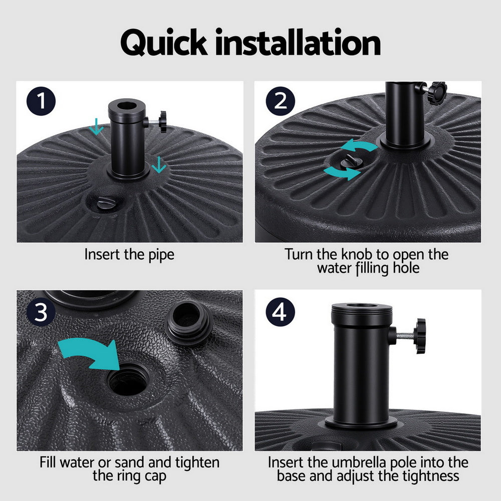 Umbrella Base Weight | Round Plastic | Pole Holder 30–48mm | Beach