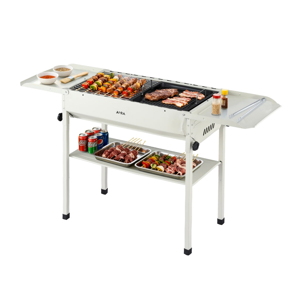 Portable BBQ Grill Set | Stainless Steel Racks + Pans | Outdoor Cooking