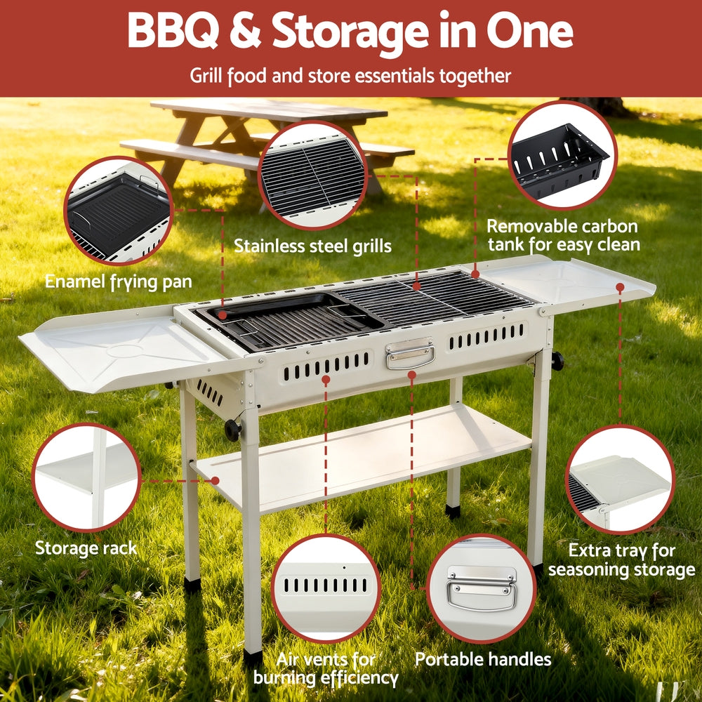 Portable BBQ Grill Set | Stainless Steel Racks + Pans | Outdoor Cooking