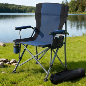 Folding Camping Chair | Lightweight Outdoor Seat | 120kg Capacity | Navy Blue
