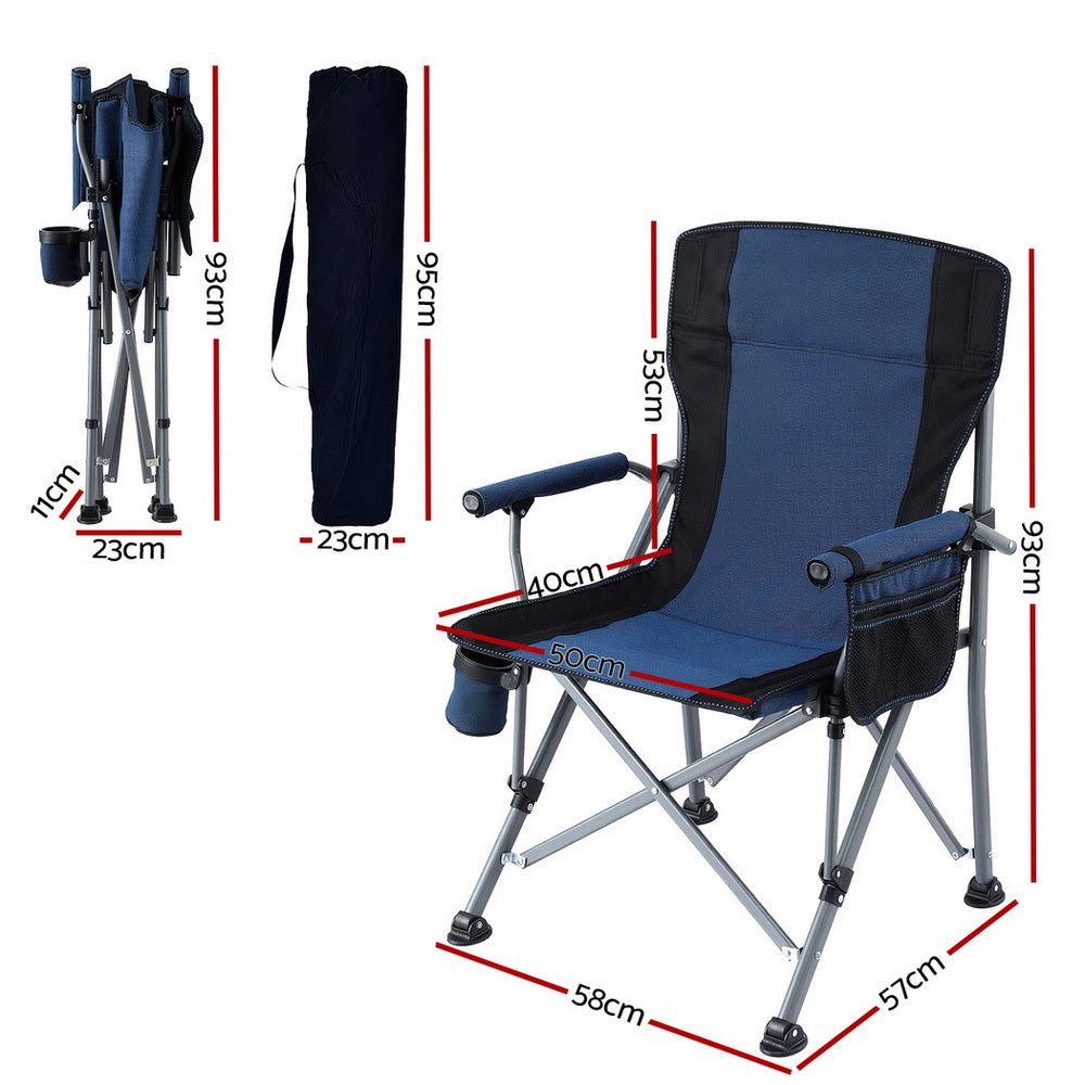 Folding Camping Chair | Lightweight Outdoor Seat | 120kg Capacity | Navy Blue