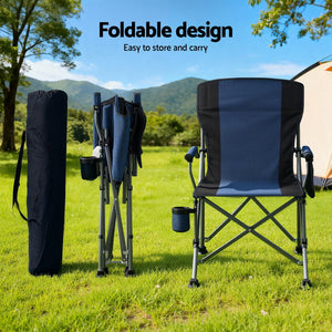 Folding Camping Chair | Lightweight Outdoor Seat | 120kg Capacity | Navy Blue