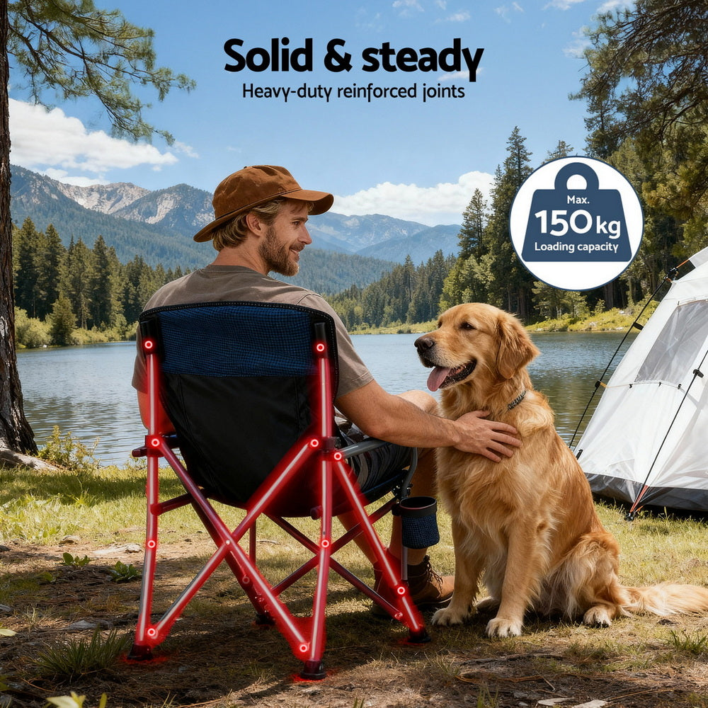 Folding Camping Chair | Lightweight Outdoor Seat | 120kg Capacity | Navy Blue