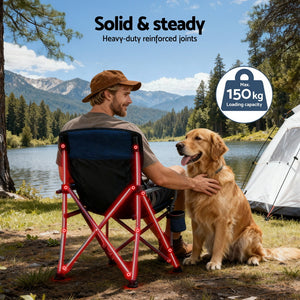 Folding Camping Chair | Lightweight Outdoor Seat | 120kg Capacity | Navy Blue