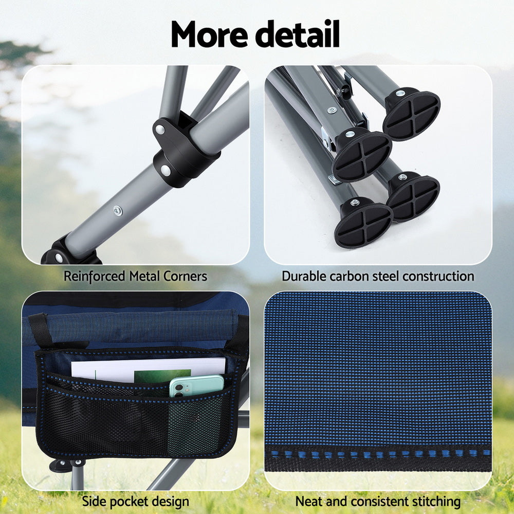 Folding Camping Chair | Lightweight Outdoor Seat | 120kg Capacity | Navy Blue